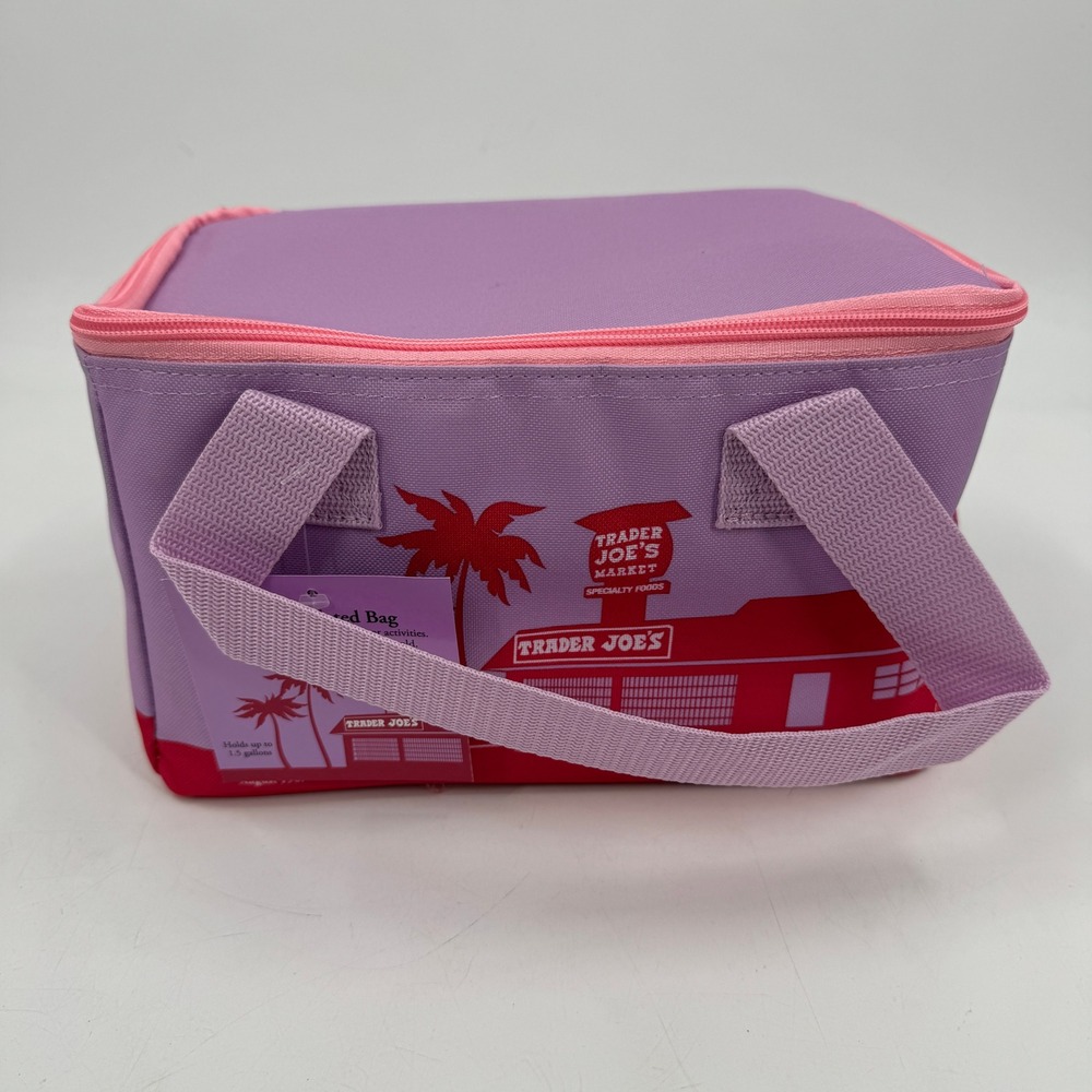 Trader Joe's Mini Insulated Bag Unisex 1.5 Gallon Lavender Magenta Retro Cooler